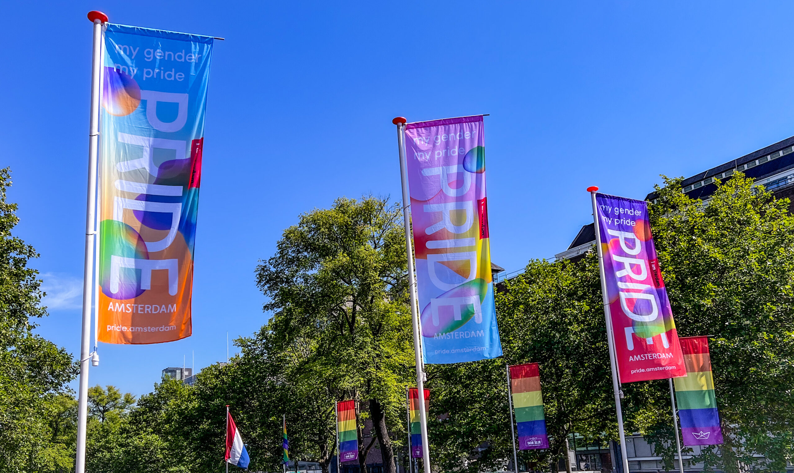 Pride 2022 flags in Amsterdam